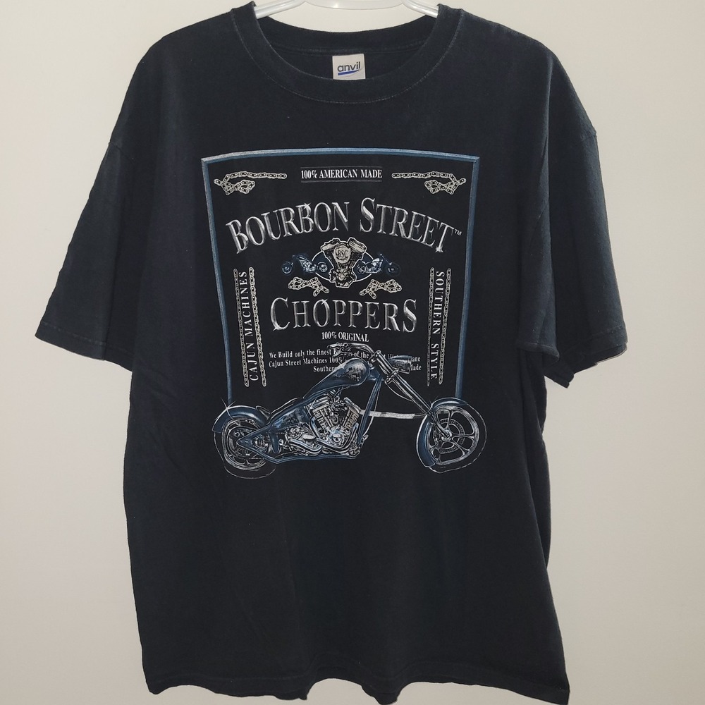 Vintage Y2K Bourbon Street Choppers New Orleans T-Shirt Men's Size XL Black